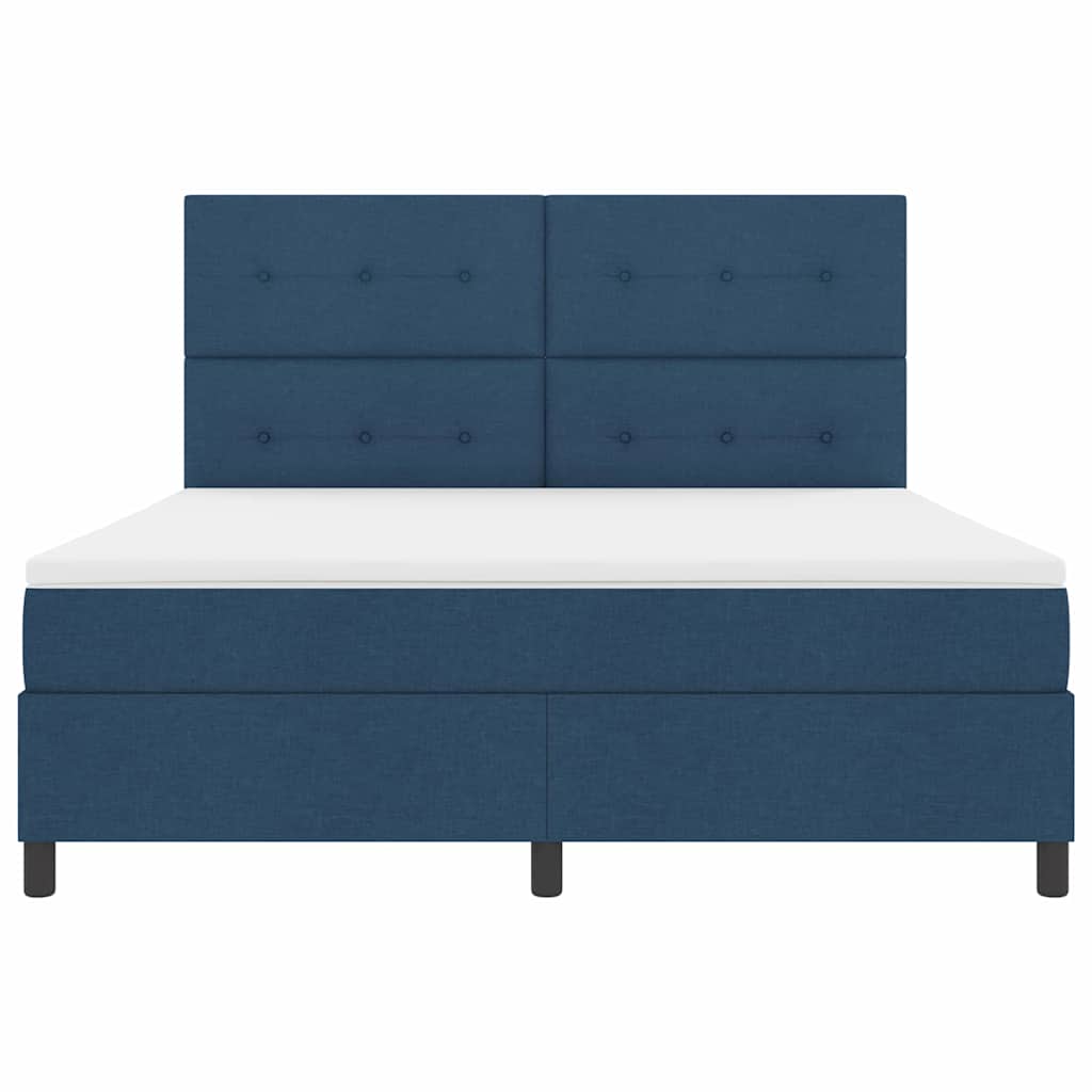 Box Spring Bed with Headboard Blue 180 x 200 cm Fabric
