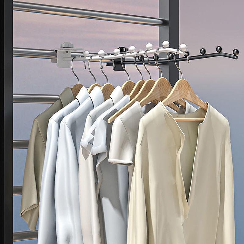 Wall Mount Clothes Hanger Dormitory Bedside Clothes Drying Rack Window Space Saving Closet Organizer For Bedroom Clothing Stores