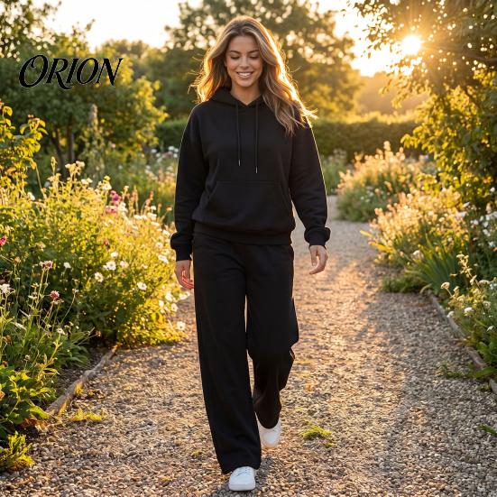 Athletic Set for Women Tracksuit 2 Piece Set, Long Sleeve Sweatshirt Wide Leg Sport Easy Care Machine Washable Sportswear Pants Lightweight