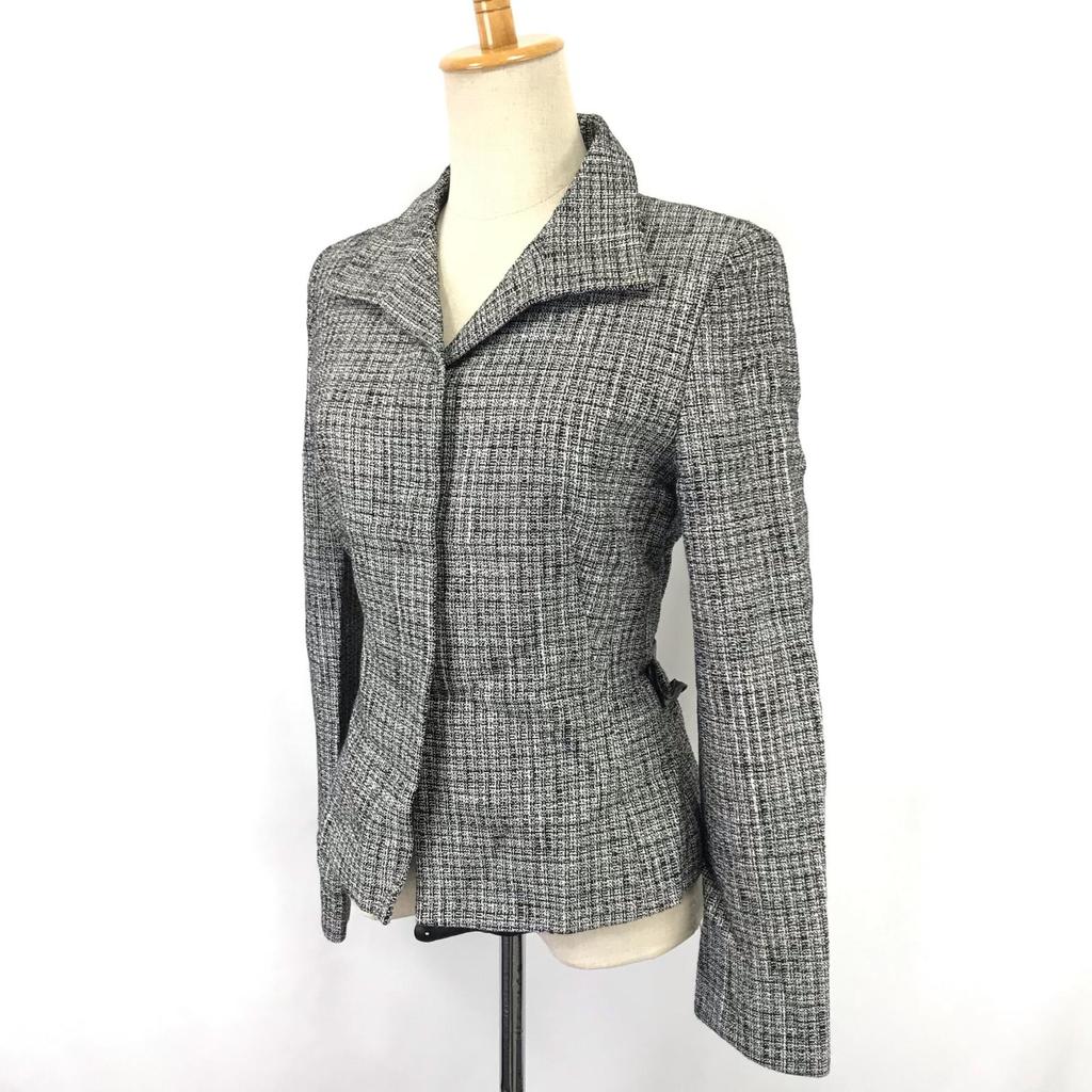 Made In Japan UNTITLED Tailored Jacket 2 M Women White×Black Tweed Fully Lined(USED)