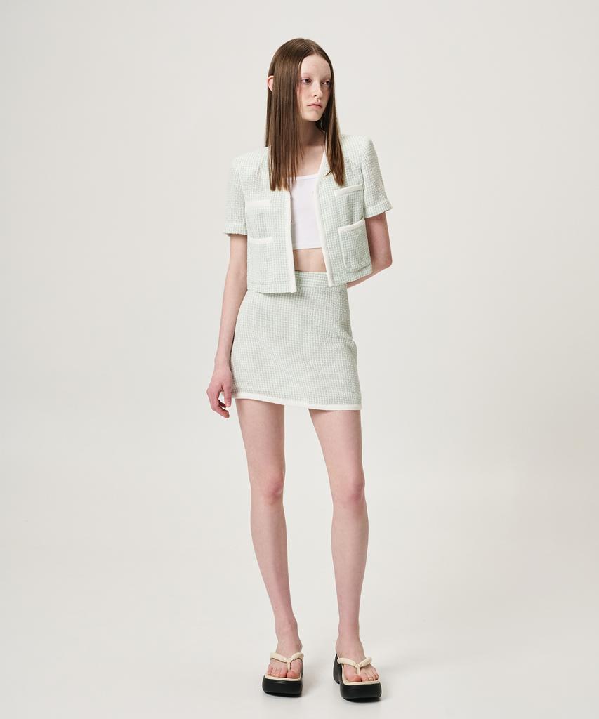 ETMON Summer Tweed Mini Skirt, Mint