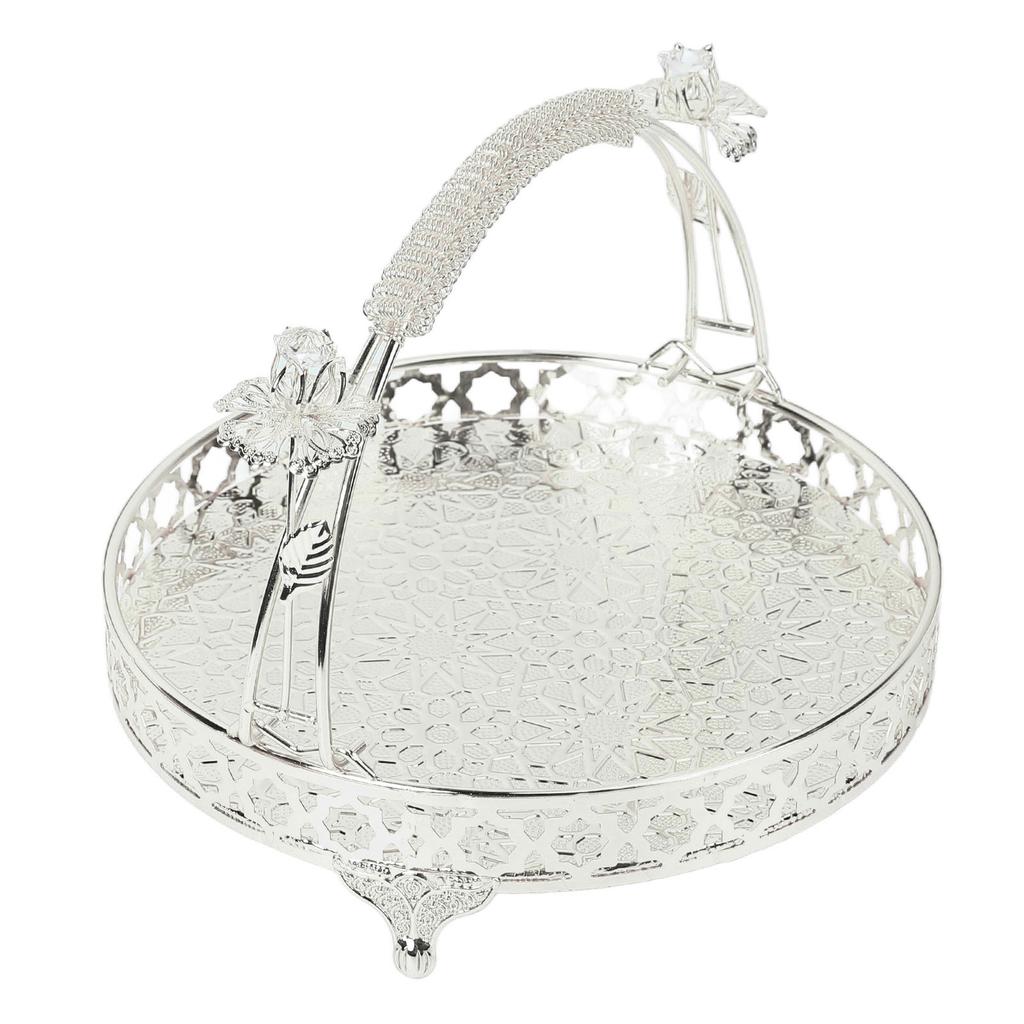 Fruit Tray Retro   Round Large Capacity Handle Design Decorative Strong Alloy Fruit Bowl for Party Family Bar Cafe