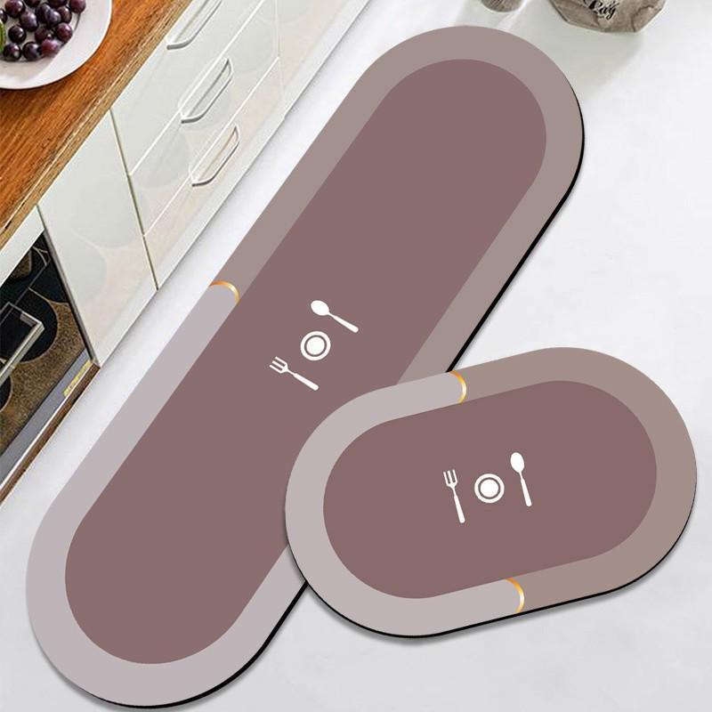 Non-Slip Diatom Mud Kitchen Rug: Solid Color, Oil-Proof, Water-Absorbent, Quick-Drying Floor Mat for Home Use