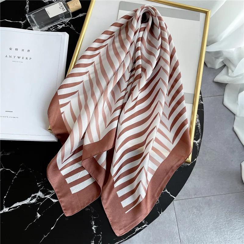70*70cm Silk Scarf Scarftop Headwraps For Woman Fashion Four Seasons Hair Accessories Hijab Foulard Bandana Femme Headscarf
