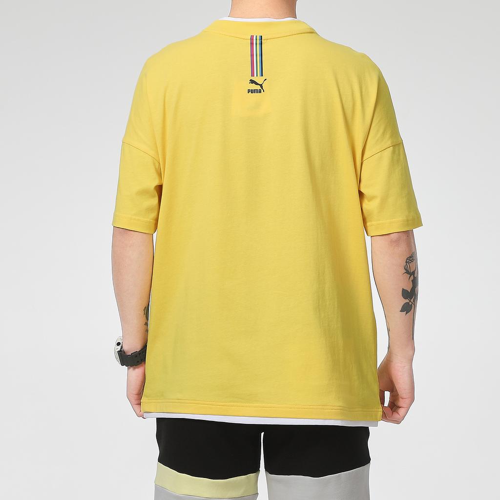 Puma Running Training Fitness Breathable Casual Round Neck Short Sleeve T-Shirt Men Tops Yellow 532257-37