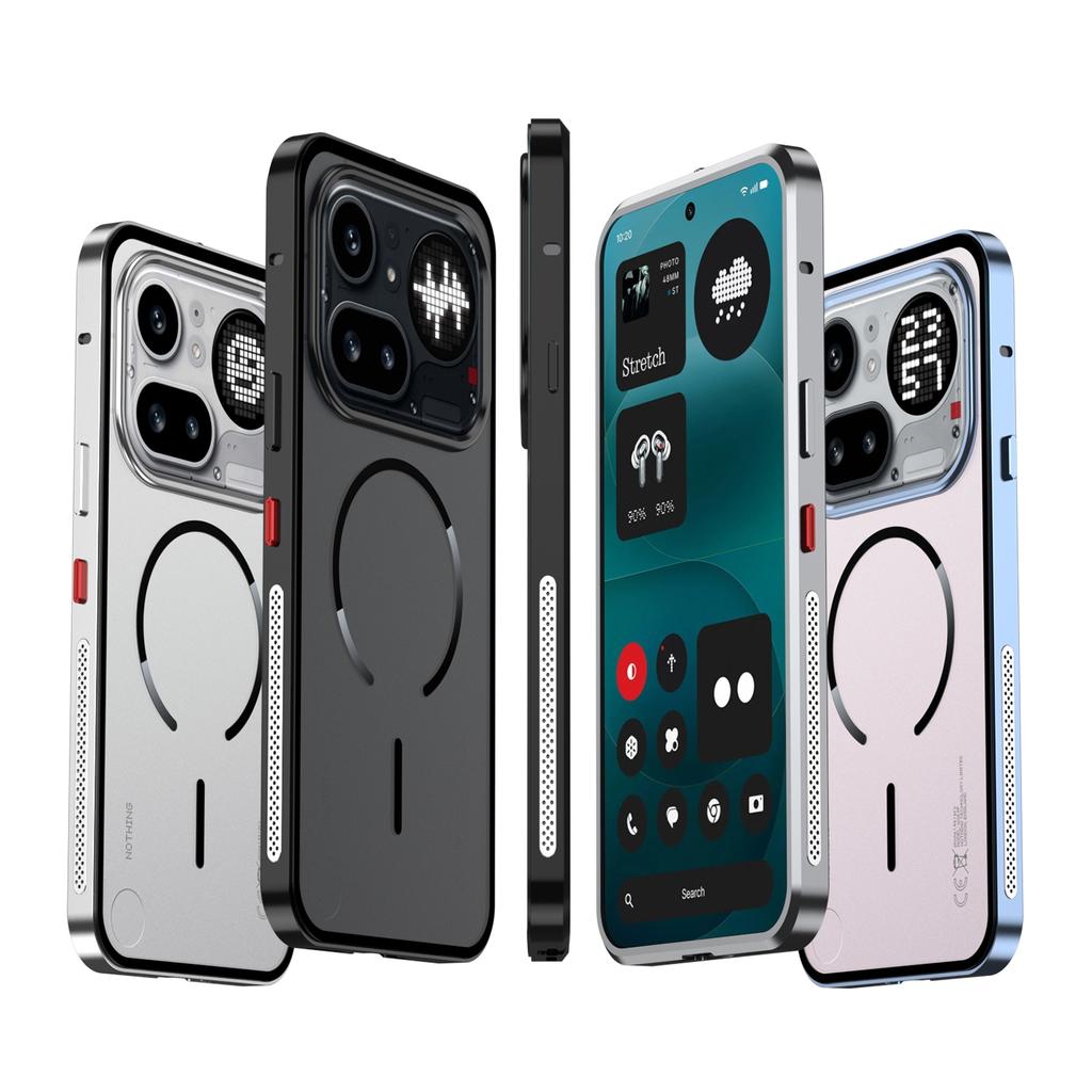 Coque Pour Nothing Phone 4A Pro Phone 4A Alliage d'Aluminium Cadre Métallique Pare-chocs Acrylique Givré Cover de Recharge Sans Fil Magsafe