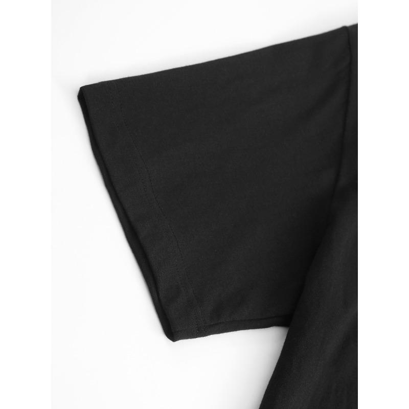 Europäische Größen Herren Schwarz Kurzarm T-Shirt mit Pray Wait Trust God Has A Plan Aufdruck - Lockere Passform Casual T-Shirt, Minimalistisches Design für Sommer Täglich