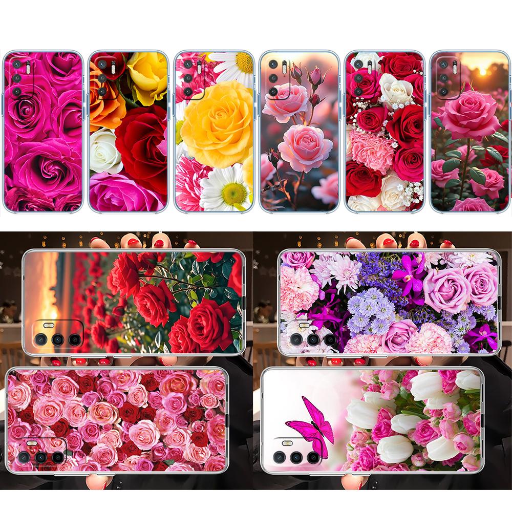 LO15 Beautiful Roses Flower Soft Shell Transparent Phone Case for Motorola Moto G7 G8 G9 G84 G85 G73 G24 G15 Z2 Play Power Plus