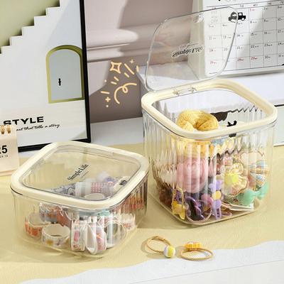 1Pc Transparent Storage Box For Jewelry And Hair Accessories Mini Desktop Trash Can For Household Use