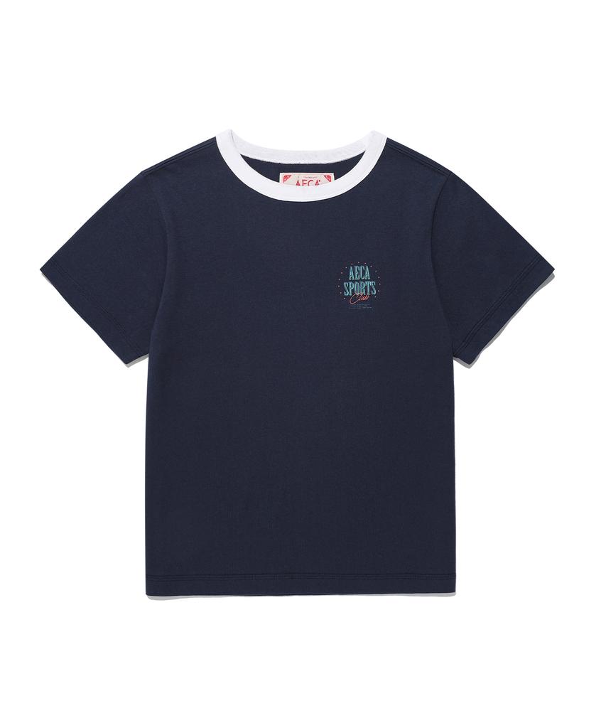 AECA (Woman) Sports Club Ringer Half Sleeve Tee-Navy