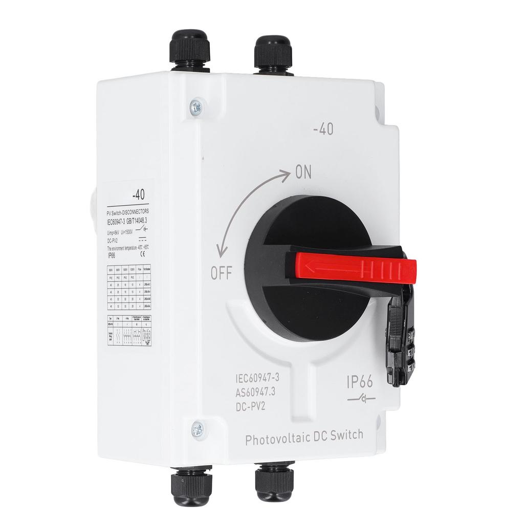 DC1200V 32A Photovoltaik Isolator Trennschalter Solar PV Umschalter IP66 Wasserdicht