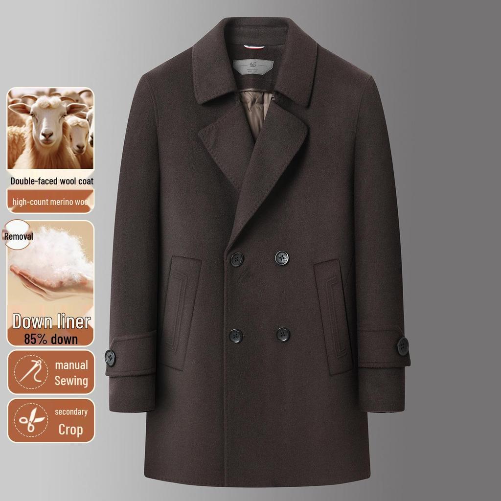 2025 Men's Luxury Woolen Down Coat - Double-Sided, Plus Size, Warm & Lightweight for Autumn/Winter Business Wear