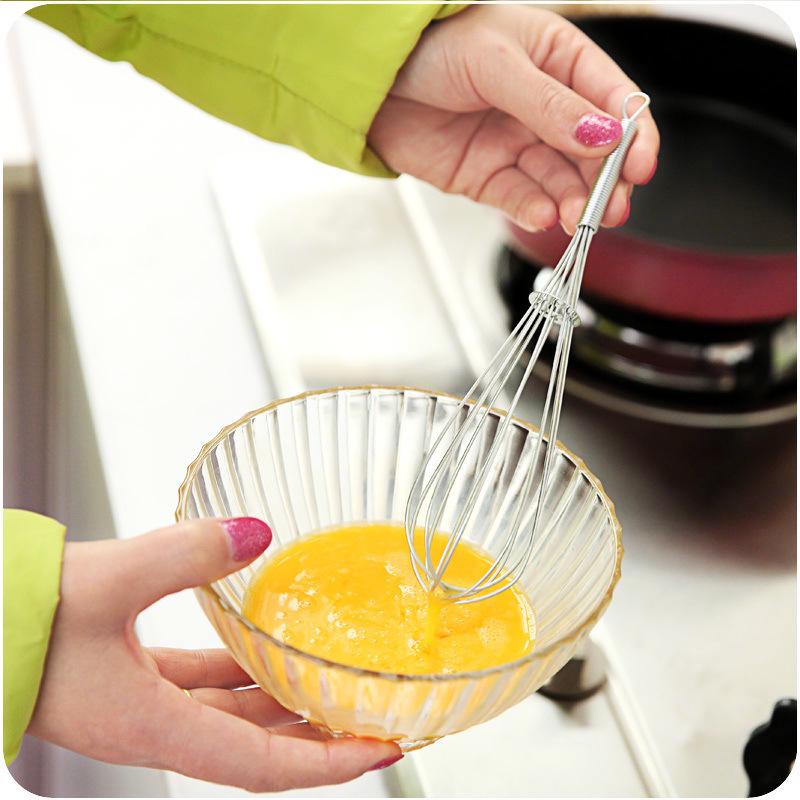 Kitchen Gadgets Hand Spring Handle Whisk 5-wire Egg Whisk Stainless Steel 5-wire Whisk
