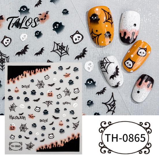 Self Adhesive Nail Decorations for Women 6 Sheets Halloween Stickers Women, Pumpkin Ghost Bat Skull Decals Manicure Decoration Decals, Art Accessories