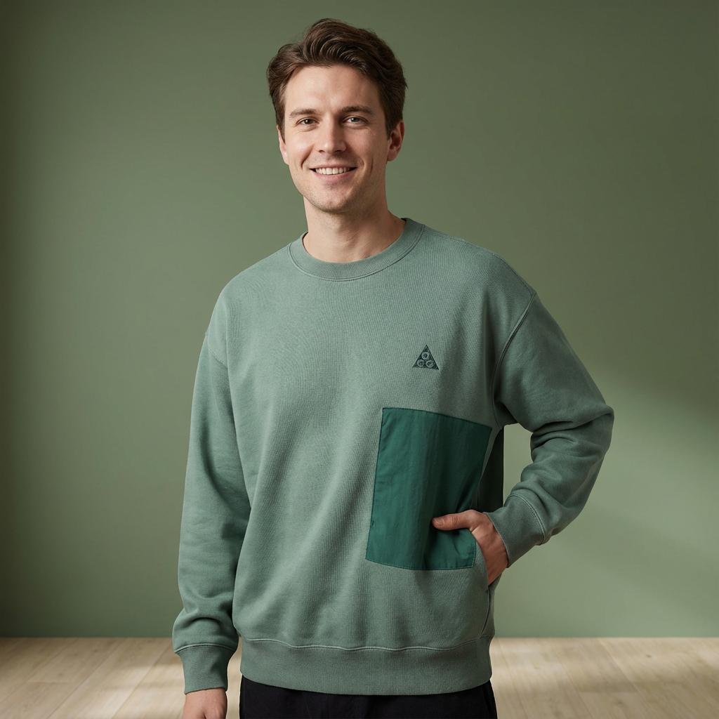 Nike ACG Fleece-Lined Pullover Sweatshirt with Contrast Pockets Men tops Green CV0683-365