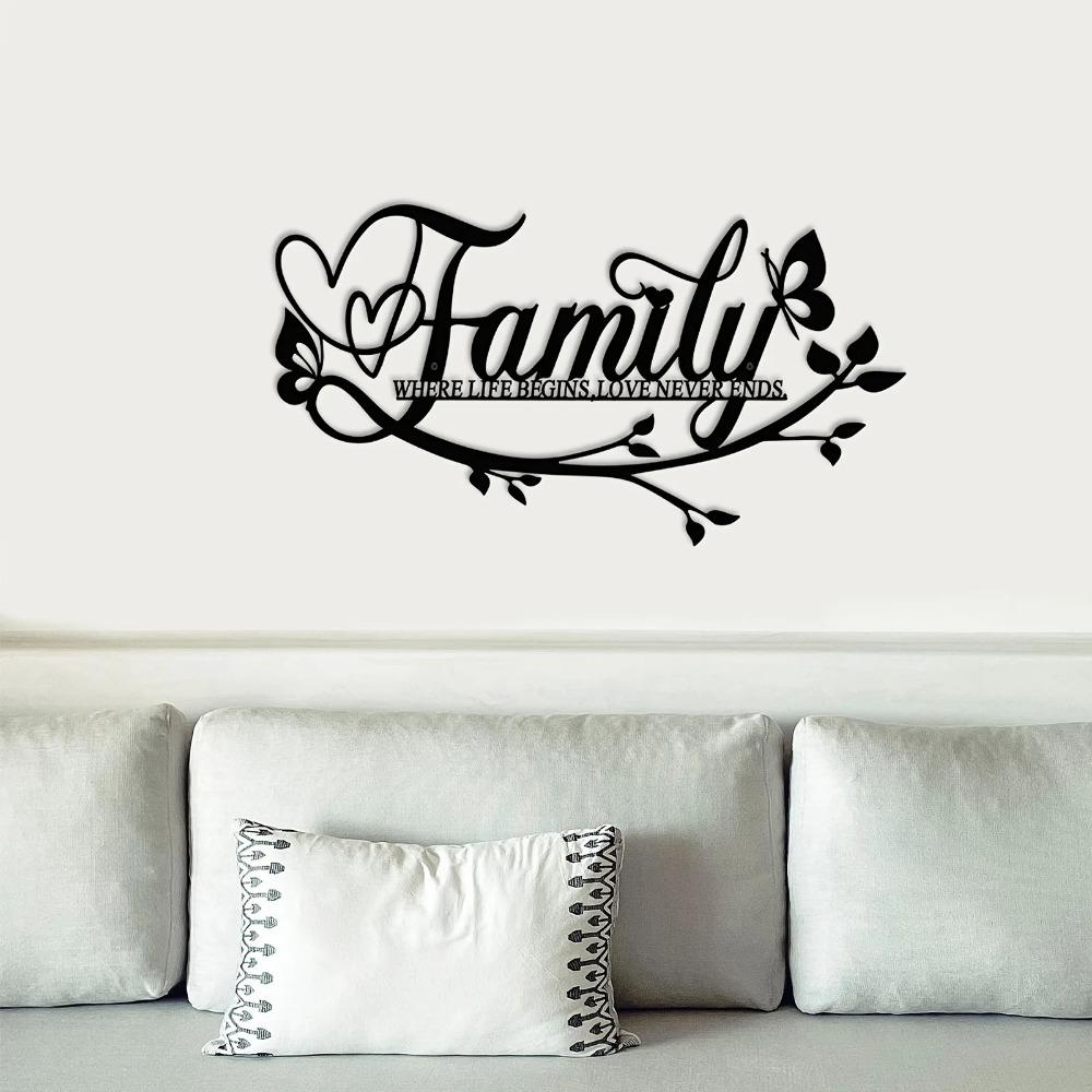 1 шт. Черный металлический знак для дома - элегантный цветок с буквами настенное — фото 4