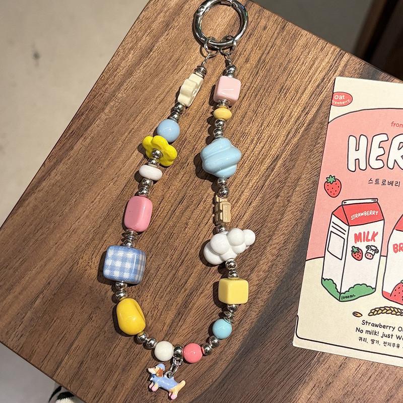 Style Dog Pajama Phone Lanyard With Colorful Beads For Girls And Boys