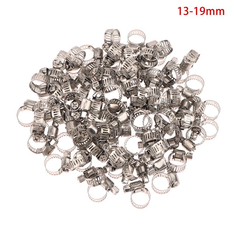100Pcs 304 Stainless Steel Mini Fuel Line Pipe Hose Clamp Clip For Air Hose Water Pipe Fuel Hose Silicone 6Mm-44Mm