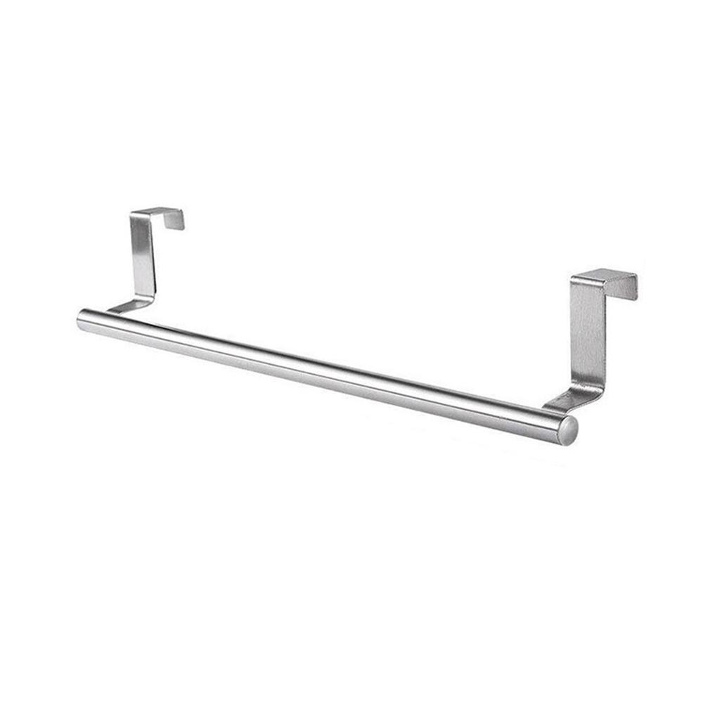 1 Towel Hanging Rod For Home Door, Non-Punching Stainless Steel Towel Rack, Bathroom, Kitchen Single Bar Towel Rod, Silver