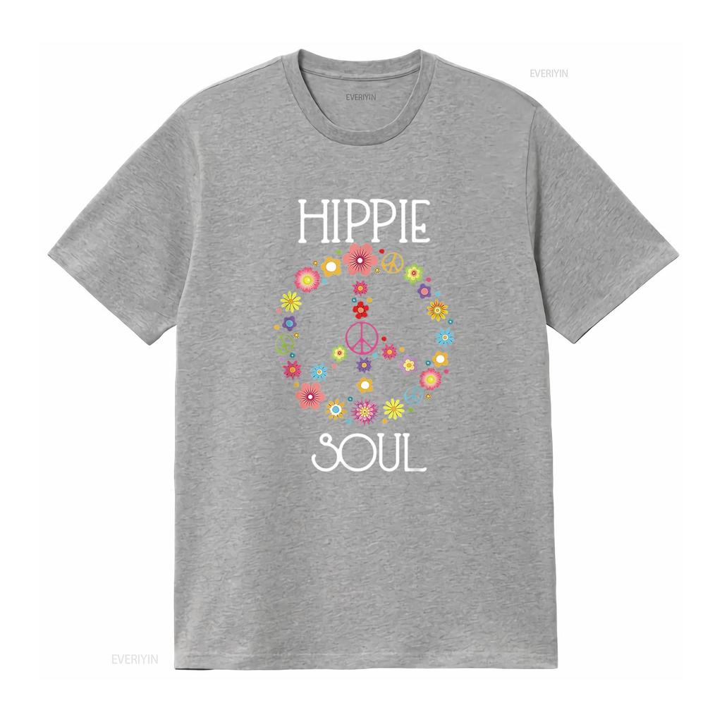 Mens Hippie Soul Flower Power Peace Sign Gypsy 60s 70s T Shirt Black vintage Washed streetwear designer clothes Breathable