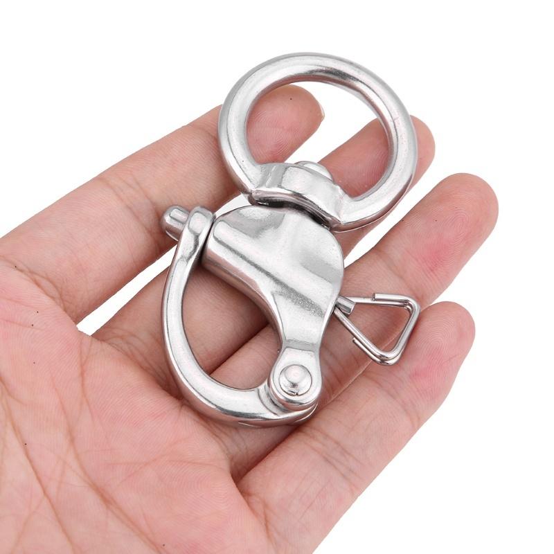 2Pcs Snap Shackle Stainless Steel 316 Buckle Brace Ring Useful Tool Round Ring Shackle 76mm
