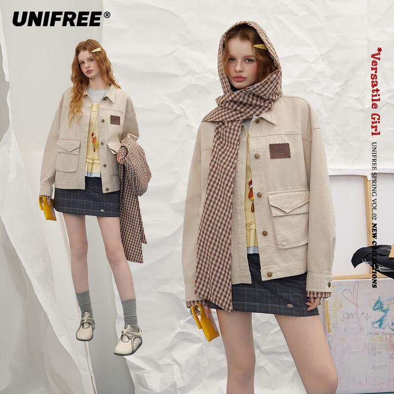 UNIFREE Men s Vintage Washed Denim Workwear Jacket with Hood L