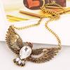 Vintage Eagle Pendant Necklace With Gemstone Water Drop Chain For Boho Style Jewelry