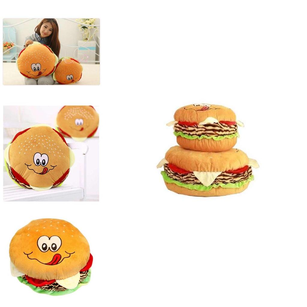 Creative Plush Toy Hamburger Cushion With Pp Cotton Filling For Kids Comfort And Gift