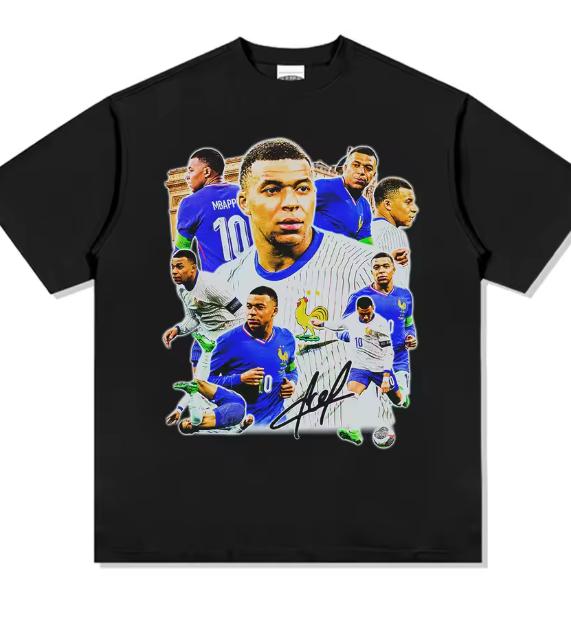 Maglietta Unisex in Cotone Kylian Mbapp Calcio Squadra Francia Maglia Commemorativa Estiva Unisex Top Oversize a Manica Corta