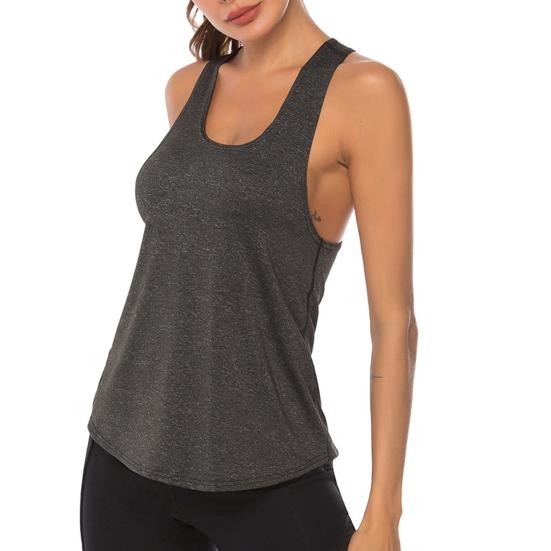 Workout Tank Solid Color Sweat-absorbing Breathable Relaxed-Fit Sleeveless Fitness Polyester Women Athletic Yoga Top Fitness Vest for Girl