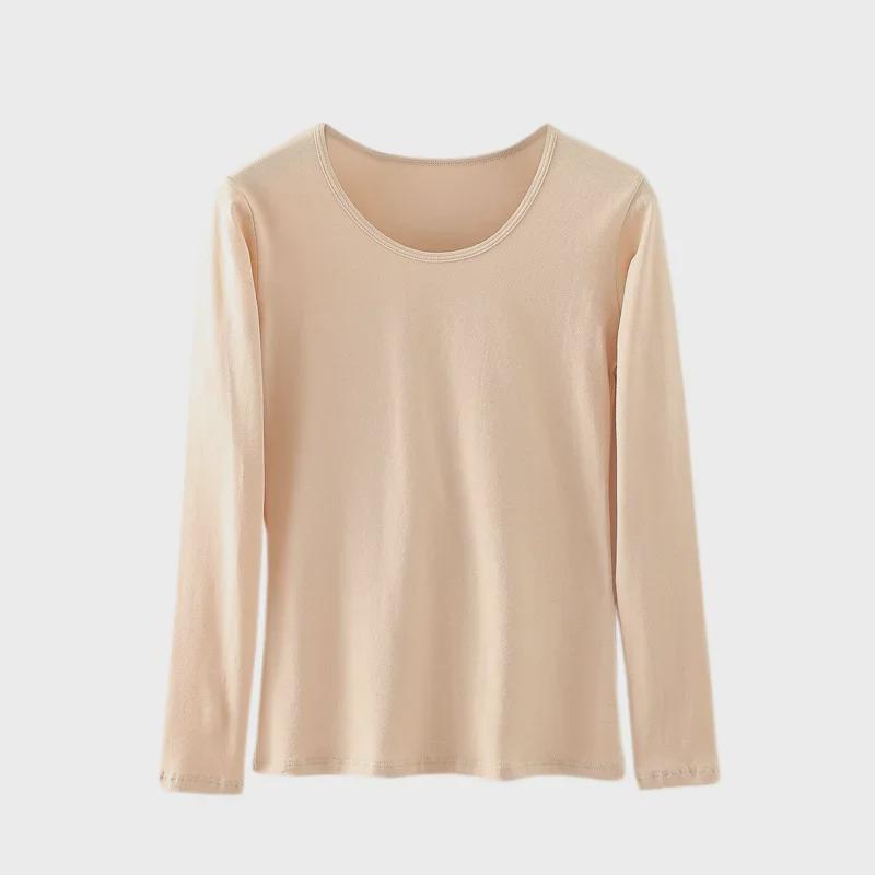 Women's Pure Cotton Long-Sleeve Thermal Sweater - Round Neck, Autumn/Winter Warm Top
