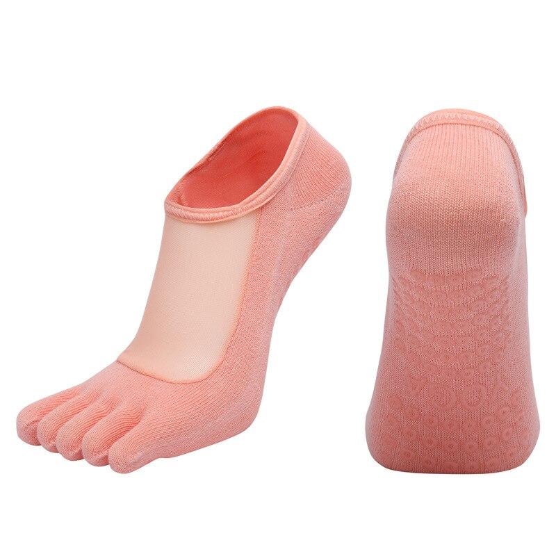 New Cotton Mesh Breathable Five-toes Yoga Socks Pilates Socks Silicone Anti-slip Sports Socks Indoor Dance Fitness Floor Socks