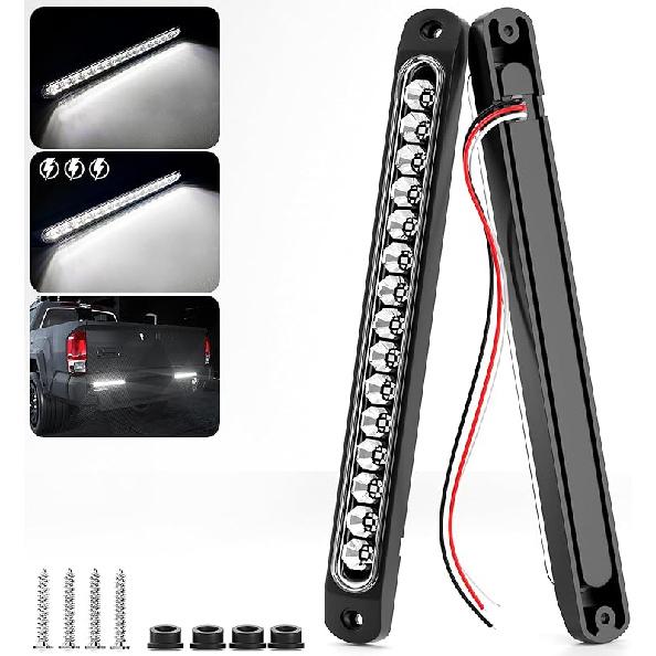 PSEQT 10" 15 LED Trailer Identification Light Led Running Reverse Backup Tail Light Bar Strip White Truck Rear Side Marker Lights Waterproof