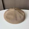 Fashion Versatile Black Painter Hat Women's Knitted Ice Silk Breathable Solid Color Pumpkin Hat Thin Summer Beret