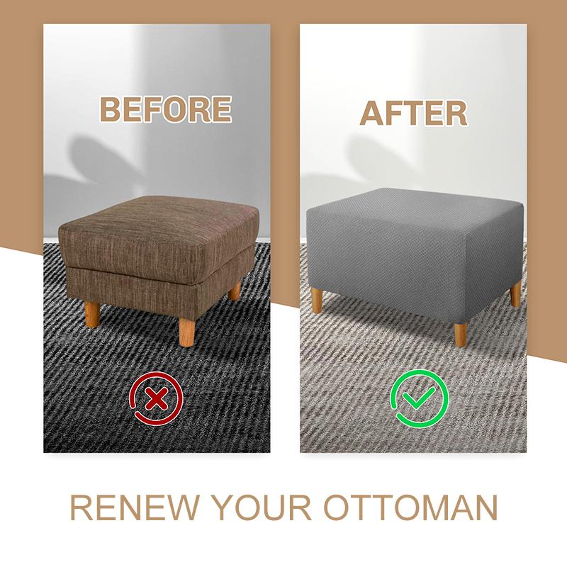 1PC Rectangle Protector Elastic Jacquard All-inclusive Ottoman Cover Solid Color Home Decor Anti Slip Footstool Cover