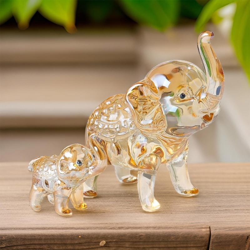 Crystal Elephants Figurine Statues Home Decoration Animal Sculptures Miniature Elephants Collectible for Home