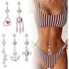 Bobisty 1Pc Stainless Steel Surgical Dangle Belly Button Rings for Women Curved Navel Barbell Body Piercing Fashion Jewelry
