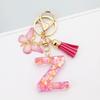 Pink Butterfly Tassel & Resin Sequin Letter Keychain - Backpack Charm for Women