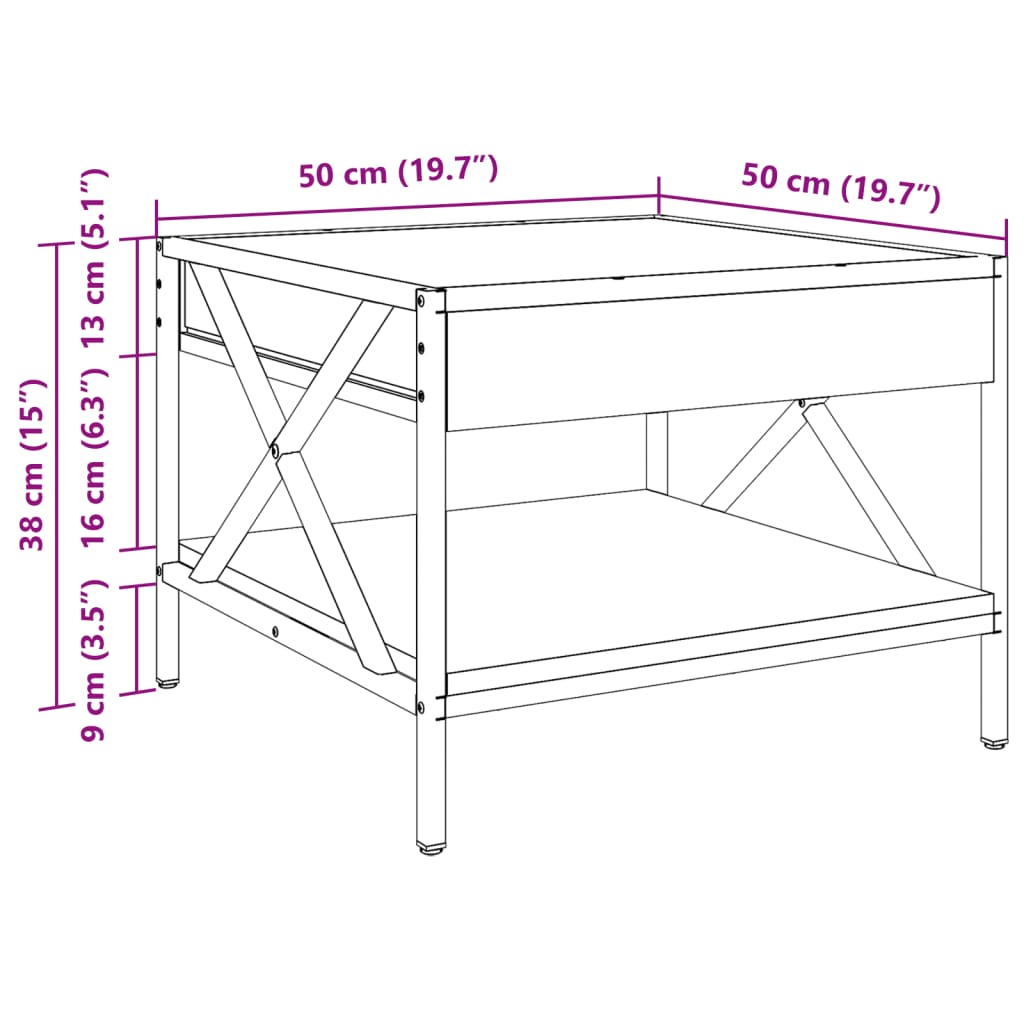 Infinity LED Coffee Table in Sonoma Oak 50x50x38 cm