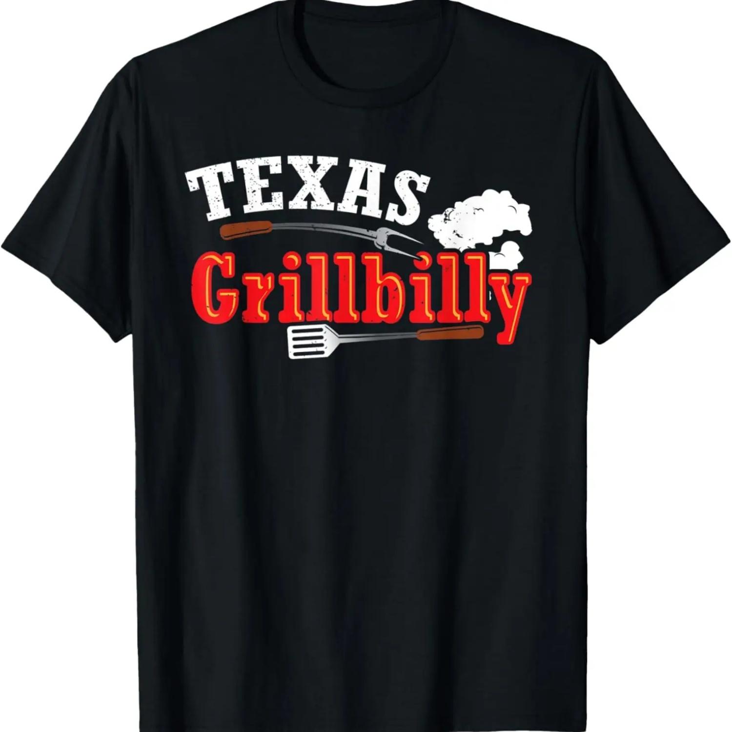 

Barbequer Texas Grillbilly Barbecue Pitmaster Hillbilly BBQ T-Shirt S чёрный