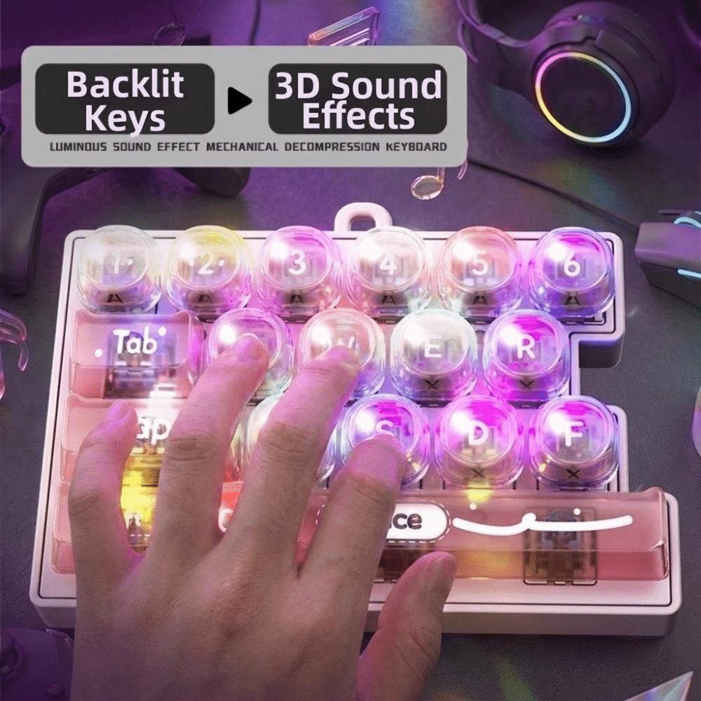 Portable Mechanical Fidget Keyboard with LED Lights Keyboard Pendant Bag Accessory
