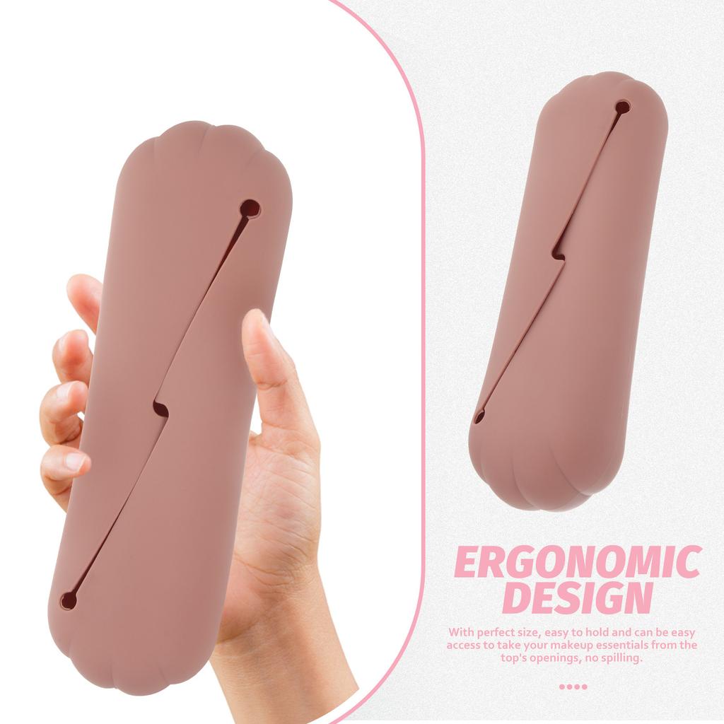 Silicone Makeup Brush Holder Travel Case Portable Lightweight Eyebrow Pencil Storage Bag Tool Organizer for Women Gift
