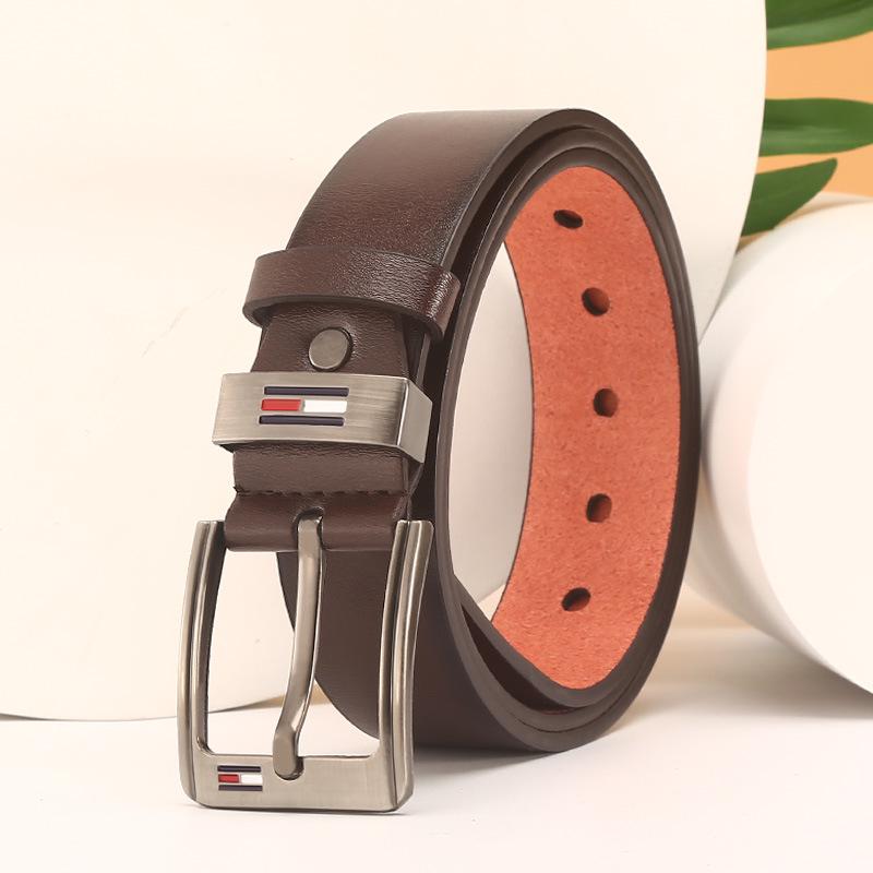 Men's Genuine Leather Belt, Korean Style with Pin Buckle - Trendy, Casual, Youthful Design