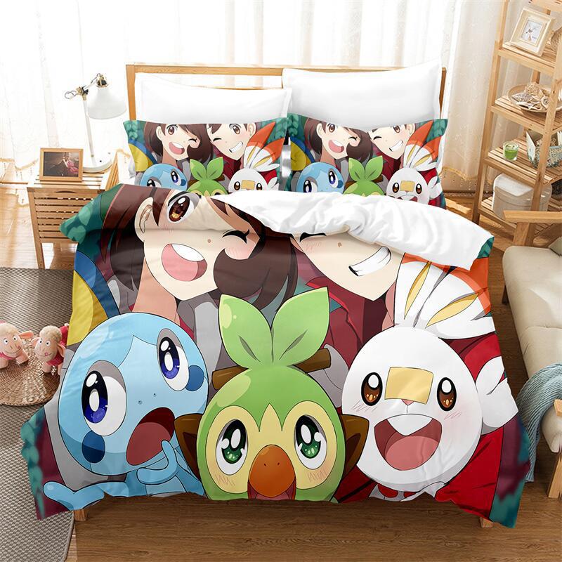 Cartoon Animation Digital Printing Bedding Quilt Cover Microfiber Polyester Cotton Three-Piece Set