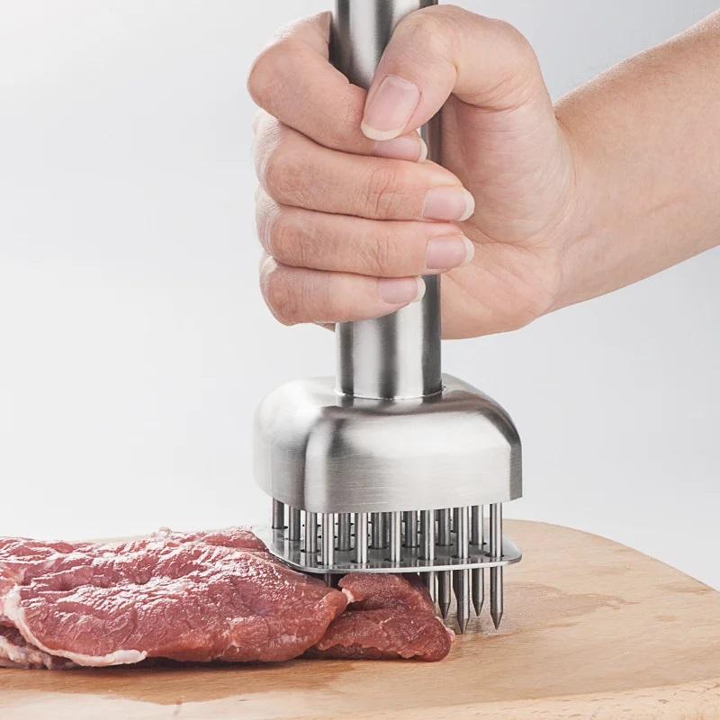 304 Edelstahl Küche Zarte Fleischnadel Professionelles Kochen Fleischzartmacher Werkzeug Lockere Fleischnadel Schweinekotelett Steak Hammer
