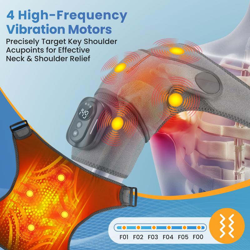 Vibration massager Smart Massage Machine Heating Shoulder Massage Belt Adjustable Led Hot Compress Heating Shoulder Shawl