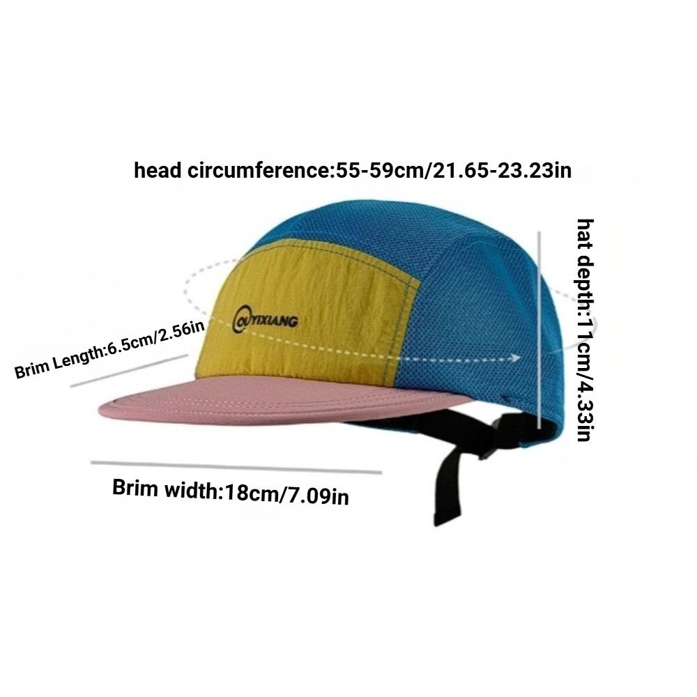 Quick-Dry Mesh 5-Panel Color-Blocked Baseball Cap - Sun Hat, Breathable Lightweight UV Protection, Unisex for Men Women Teens