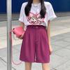 Black Suit Shorts for Women In Summer Thin High Waist Loose Slim Straight-leg Casual Mid-pants Wide-leg Five-point Pants