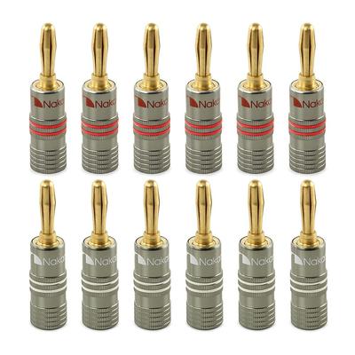Conectores de Caixa Acústica Nakamichi Série Ultimate Banhados a Ouro 24K Cobre Vermelho de Berílio para Plug Banana (Contatos de 4 mm, 12-18 AWG, Ideal para Conexão Flexível