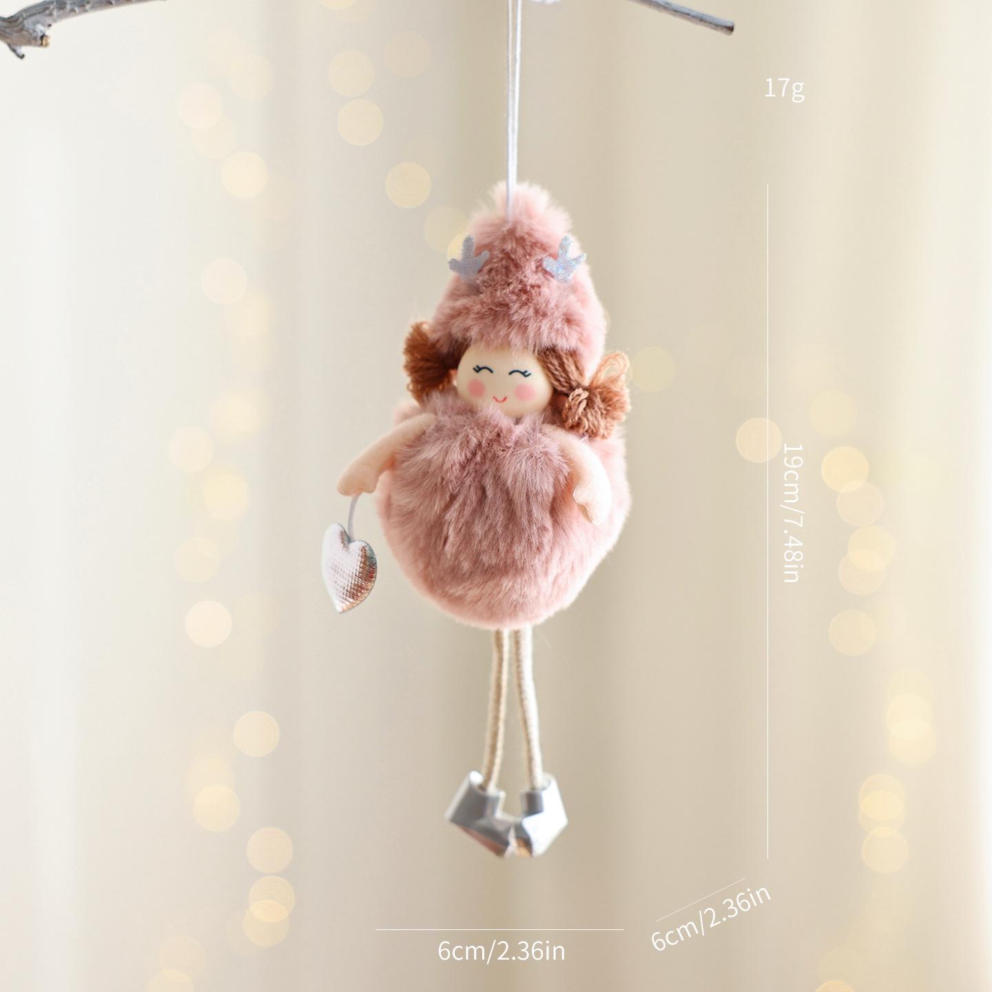 Lambswool Angel Girl with Antlers Pendant - Plush Christmas Decoration.